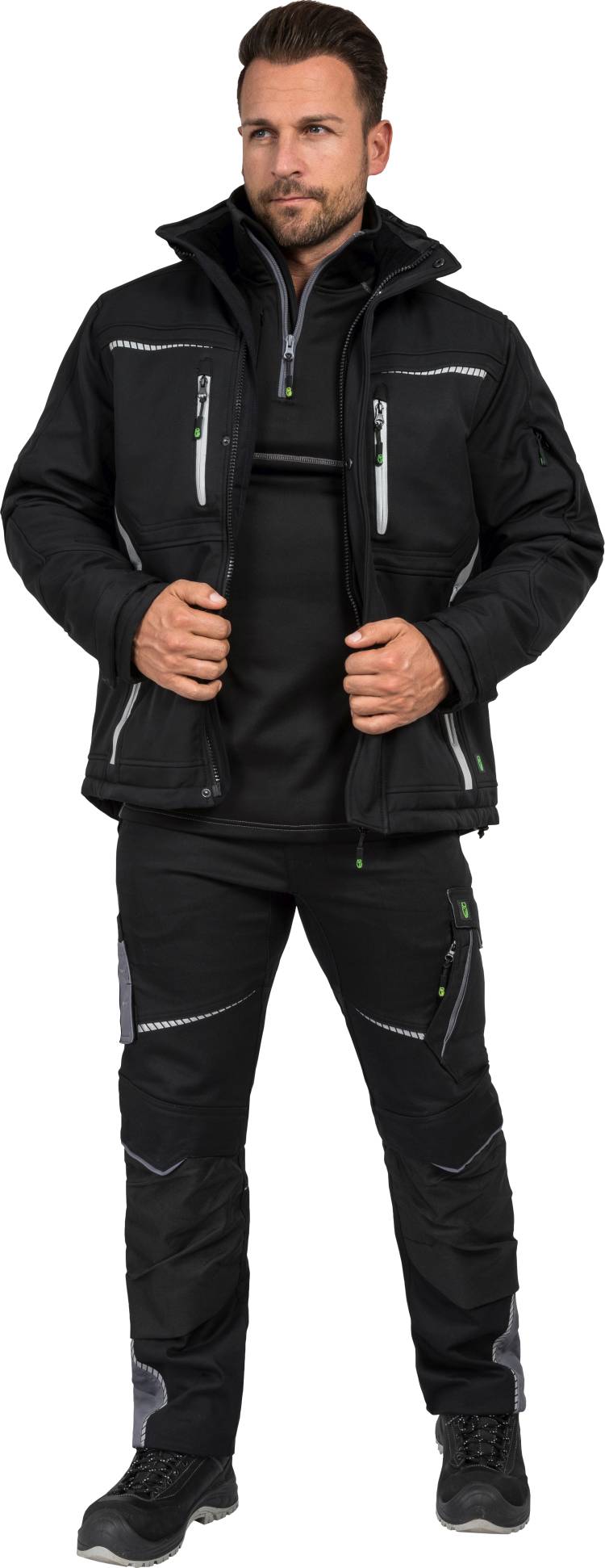 Leibwaechter Winter Softshelljacke schwarz Model 1