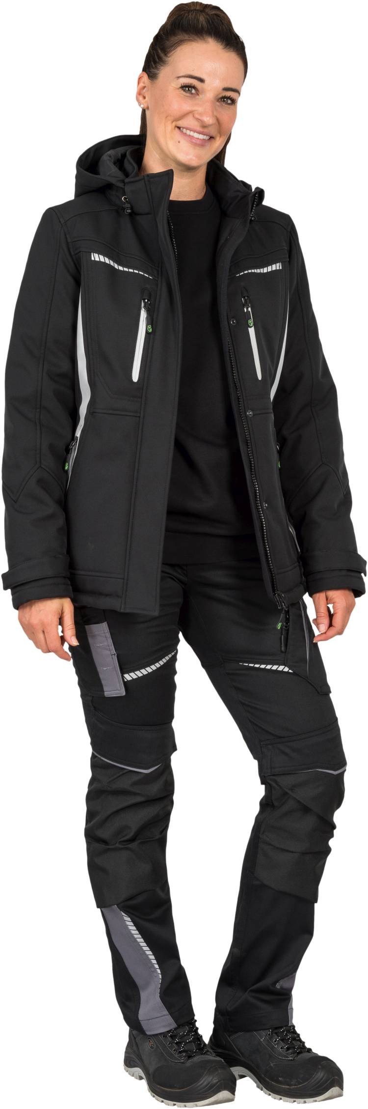 Leibwaechter Damen Winter Softshelljacke schwarz Model 1