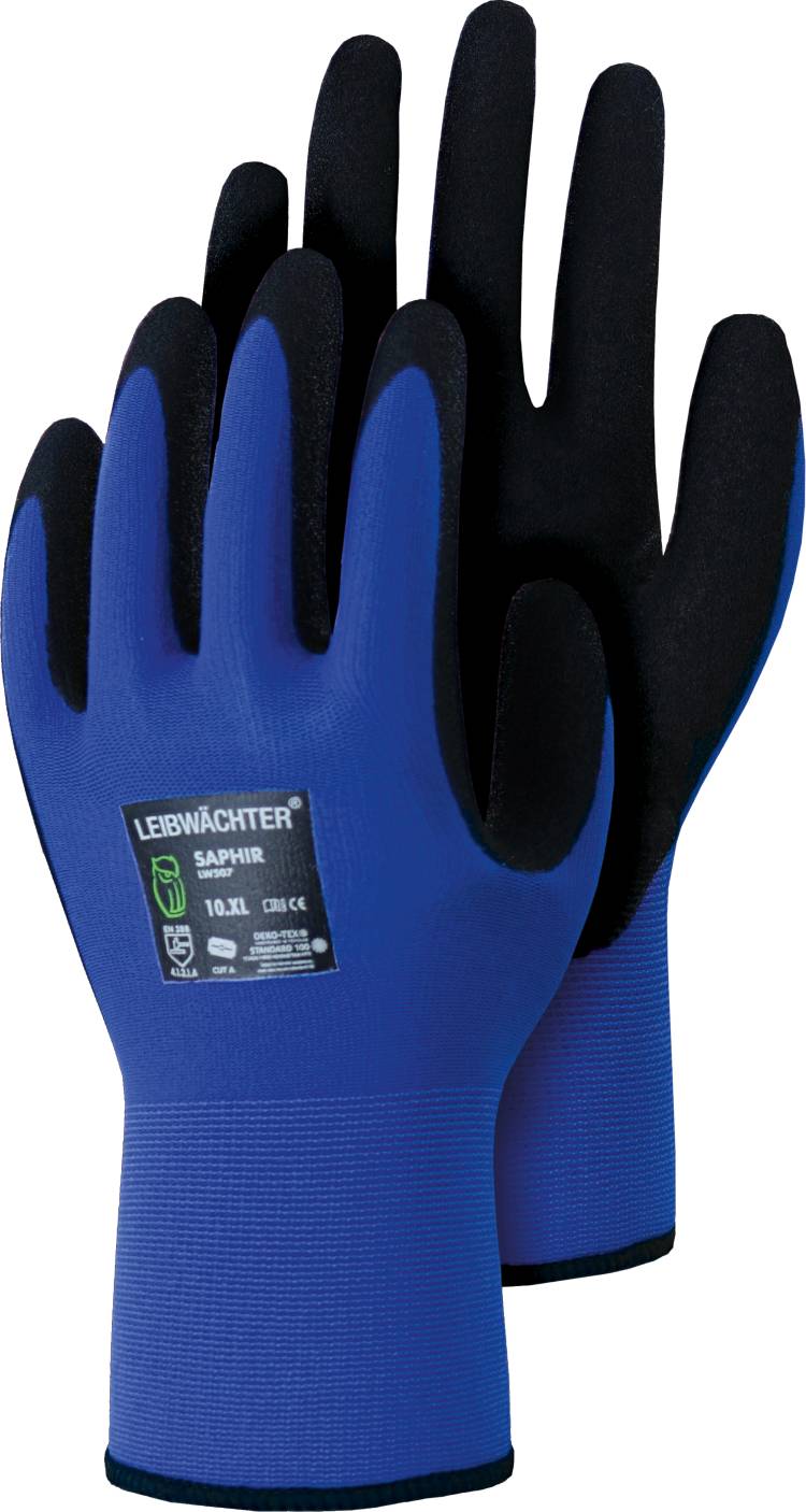 Leibwächter® Handschuhe Saphir Polyester mit Nitril