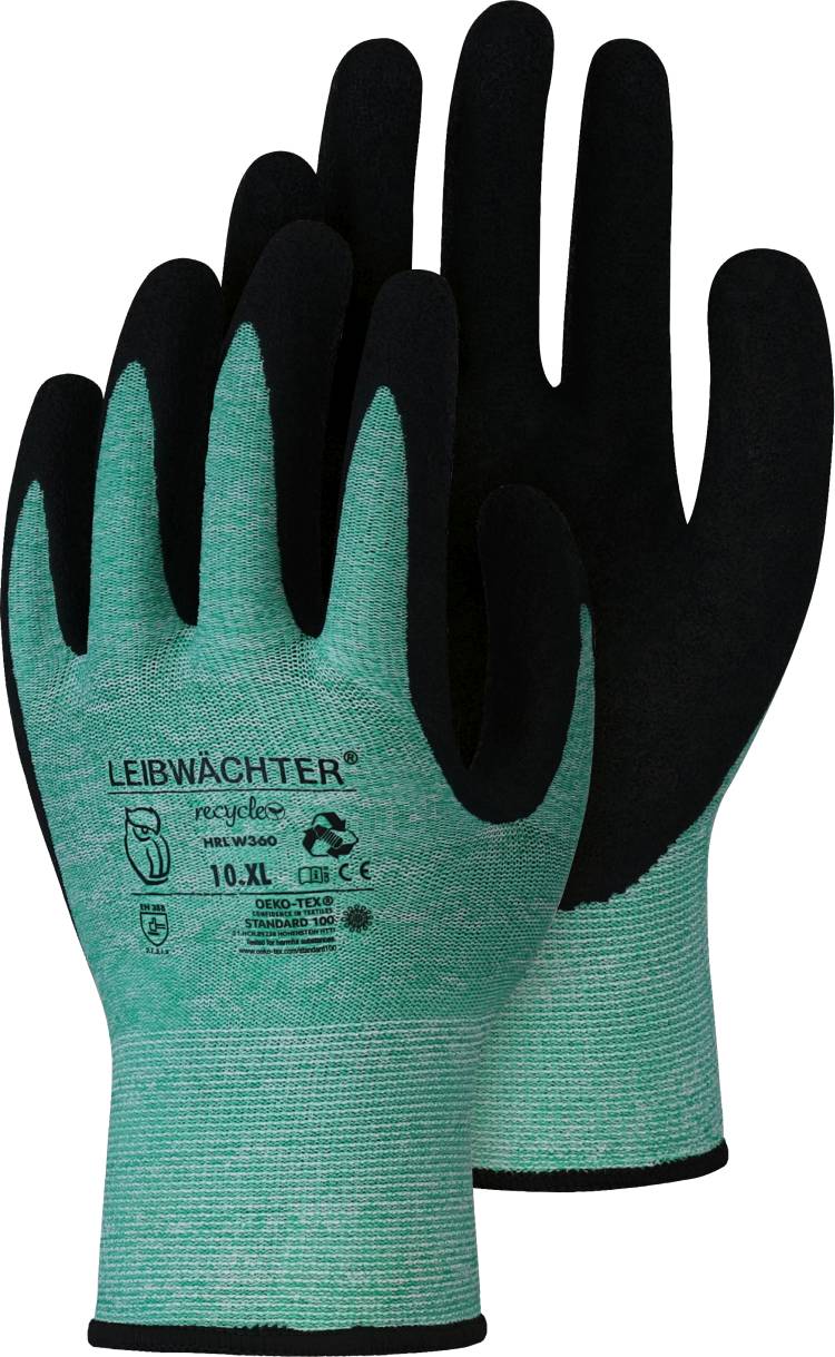 Leibwächter® Handschuhe Peridot Recycle Polyester-Spandex mit Latex-Beschichtung