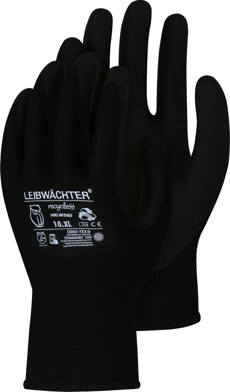 Leibwächter® Handschuhe Onyx Recycle Polyester mit Nitril-Beschichtung