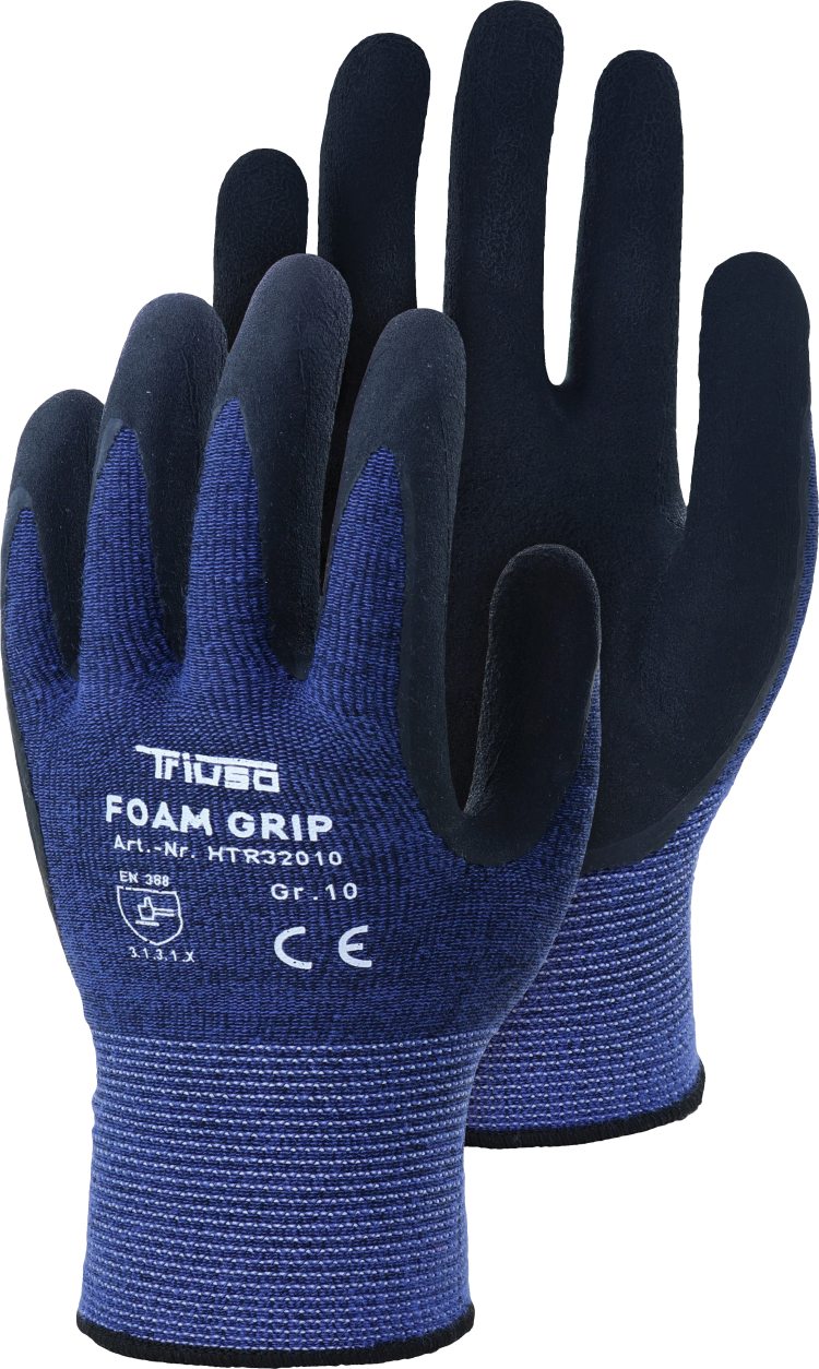 Baumwoll-Elasthanhandschuhe Foam Grip mit Latex