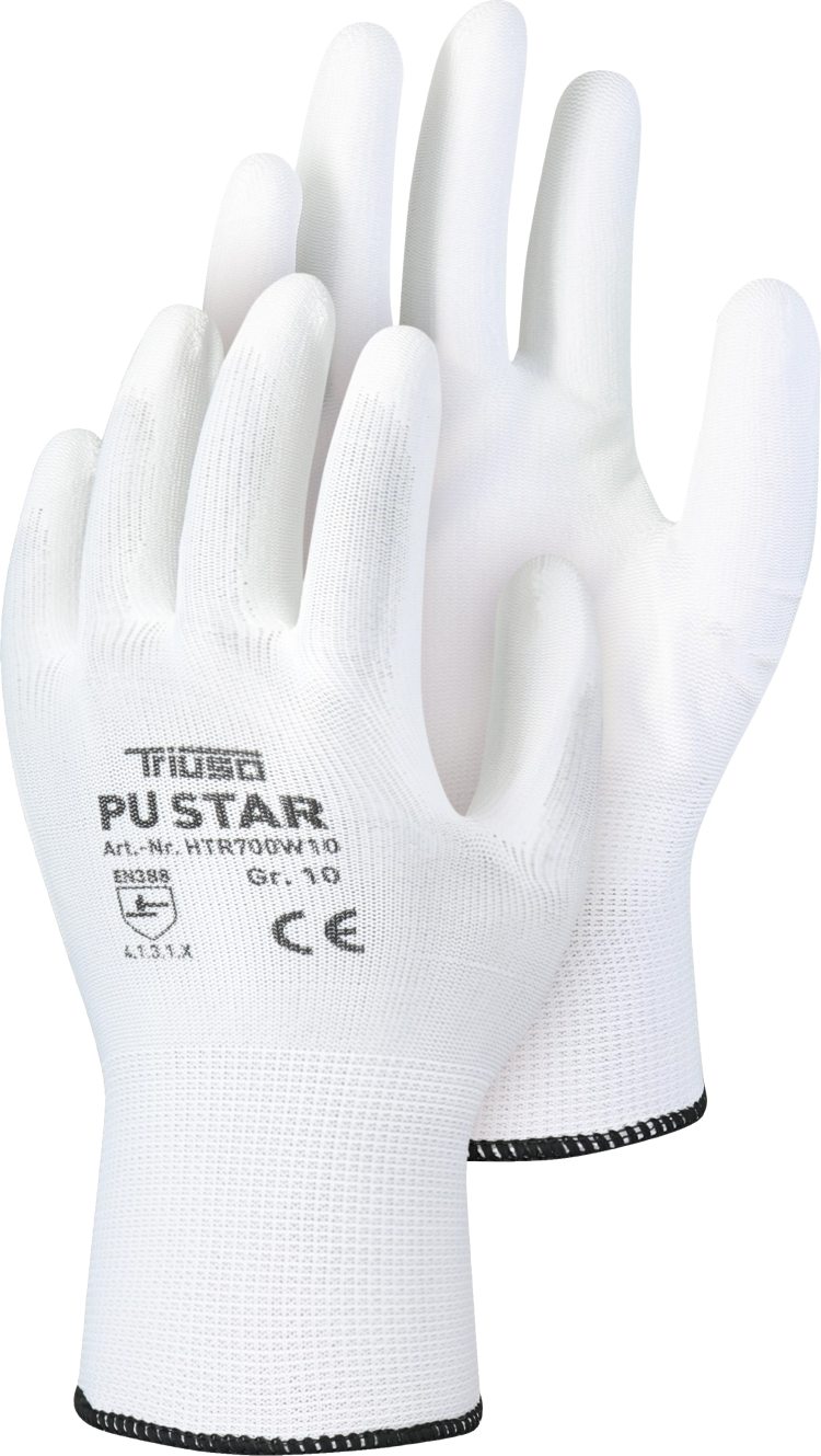 Polyesterhandschuhe HTR700 PU Star weiss