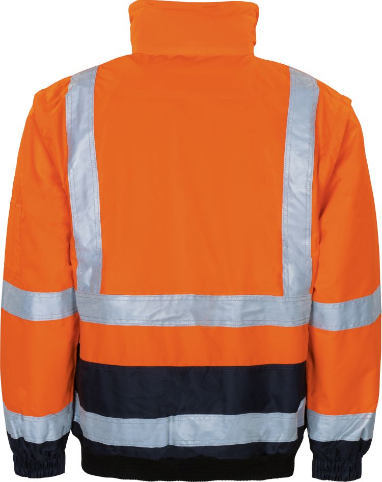 Vizwell Warnschutz Kontrast Pilotenjacke Leuchtorange Marine Rueckseite