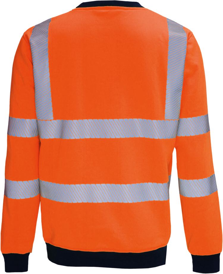 Vizwell Sweatshirt Leuchtorange Marine Rueckseite