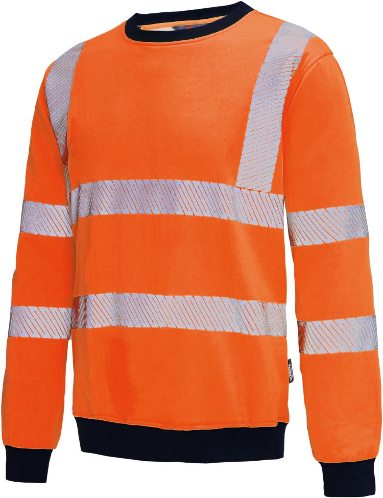 Vizwell Sweatshirt Leuchtorange Marine Vorderseite