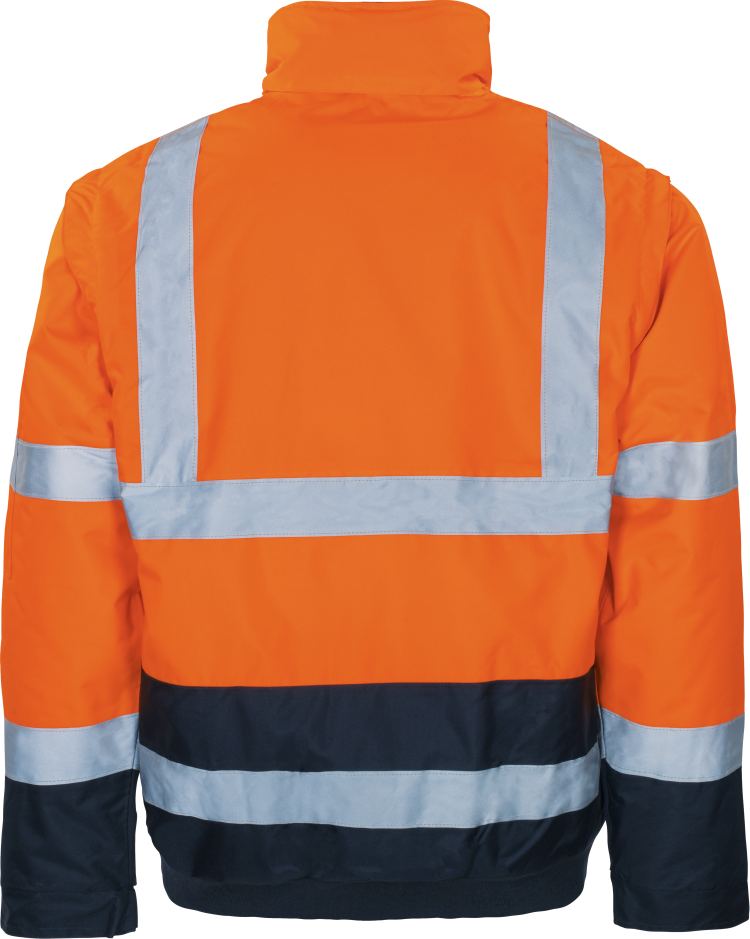 Vizwell Pilotenjacke VW60CBO Leuchtorange Marine Rueckseite