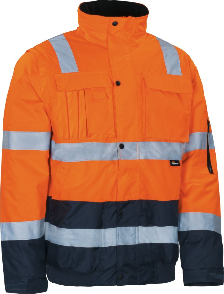 Vizwell Pilotenjacke VW60CBO Leuchtorange Marine Vorderseite 2