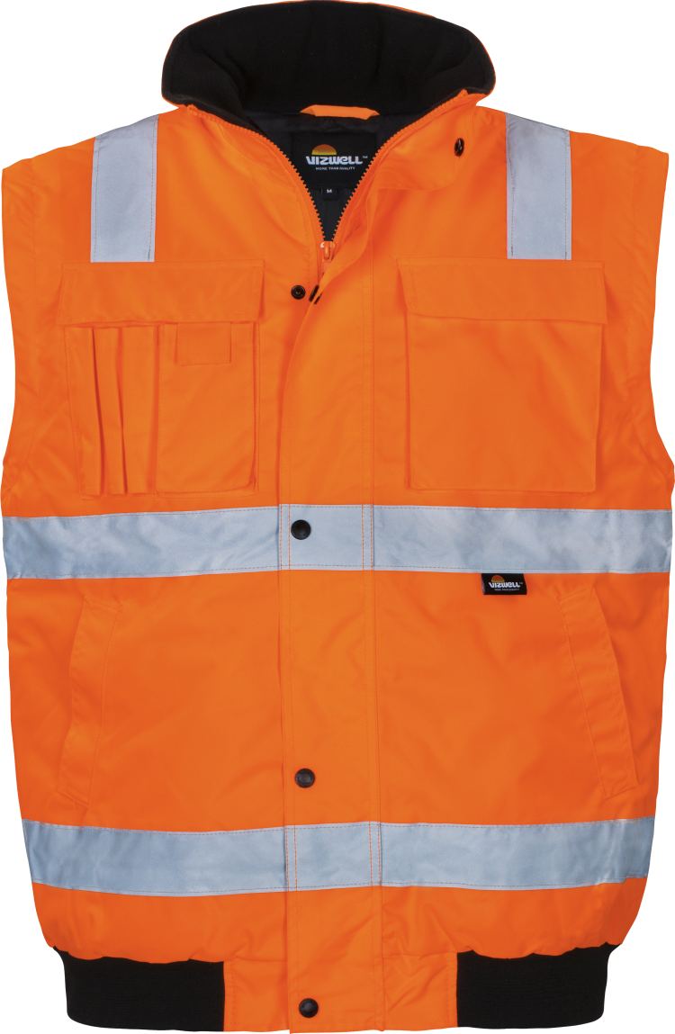 Vizwell Pilotenjacke VW60C Leuchtorange Vorderseite ohne Aermel