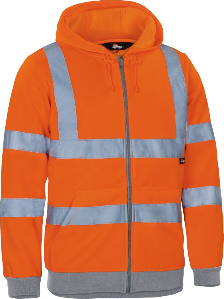 Vizwell Warnschutz Sweatjacke Leuchtorange Vorderseite 1