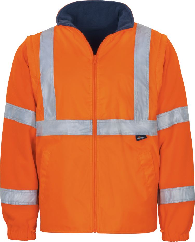 Vizwell Warnschutz Kontrast Parka 5 in 1 Leuchtorange Marine Vorderseite 4