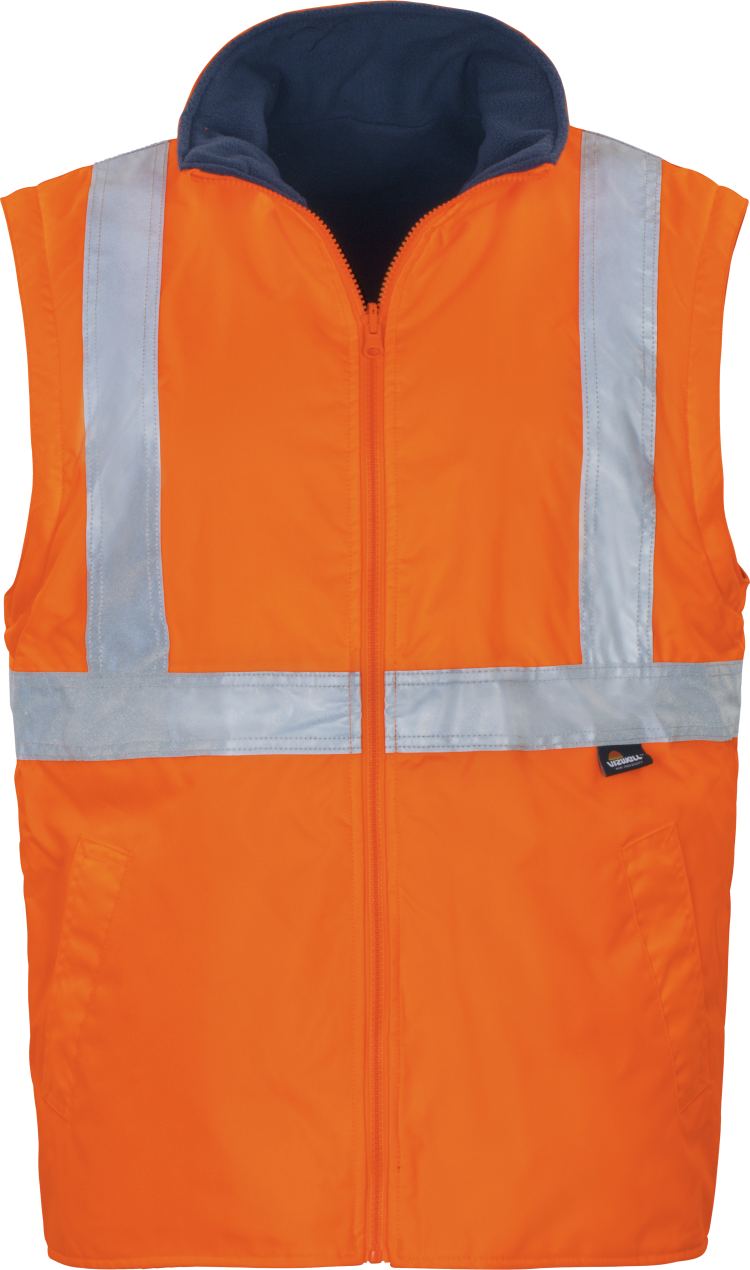 Vizwell Warnschutz Kontrast Parka 5 in 1 Leuchtorange Marine Vorderseite 5