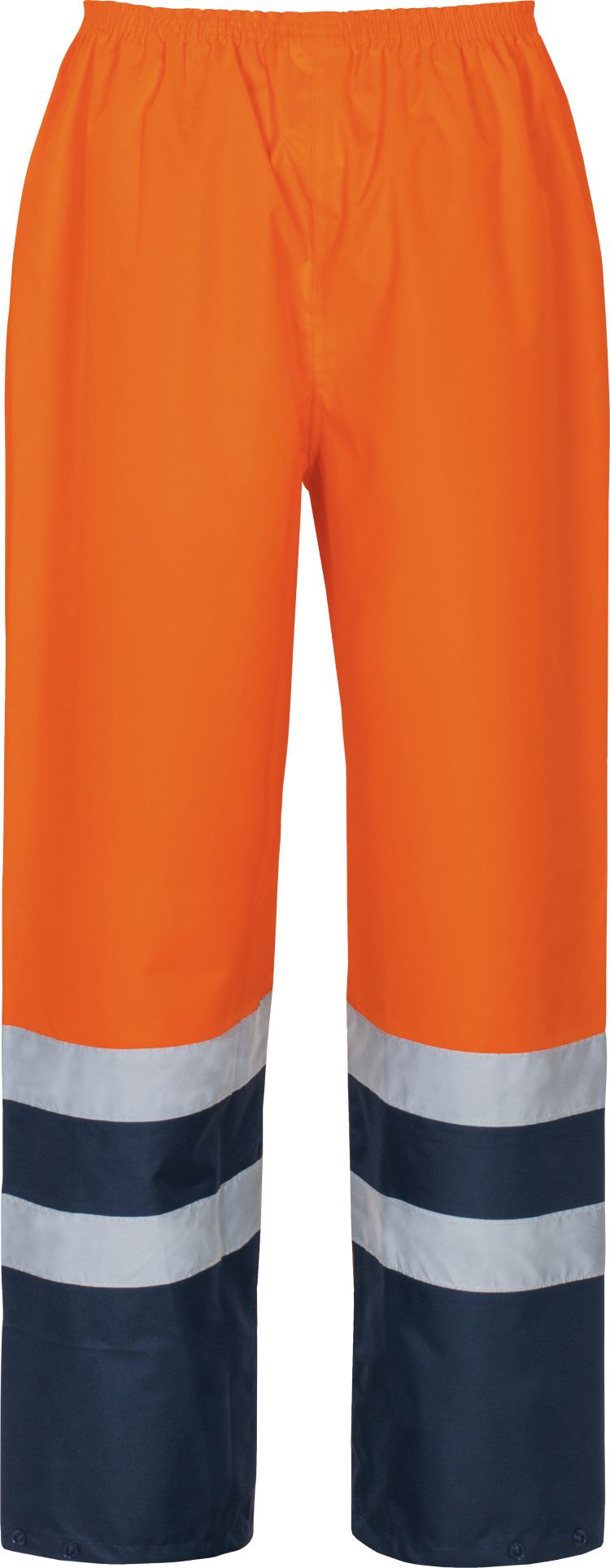 Vizwell Warnschutz Kontrast Regenhose Leuchtorange Marine Rueckseite