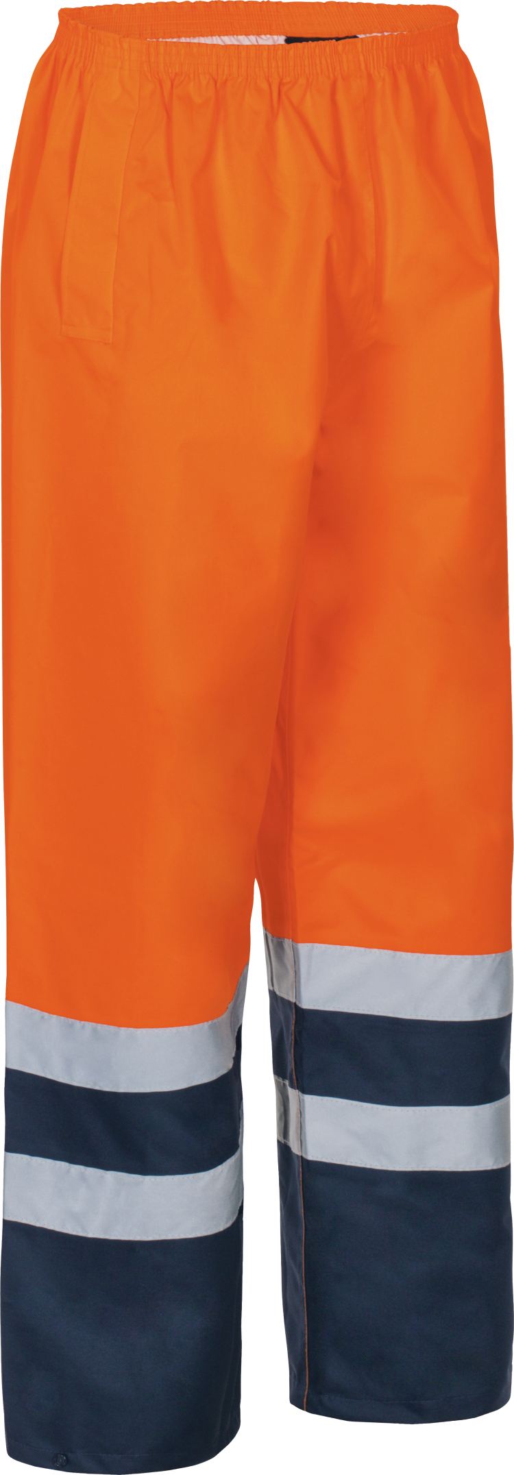 Vizwell Warnschutz Kontrast Regenhose Leuchtorange Marine Seite