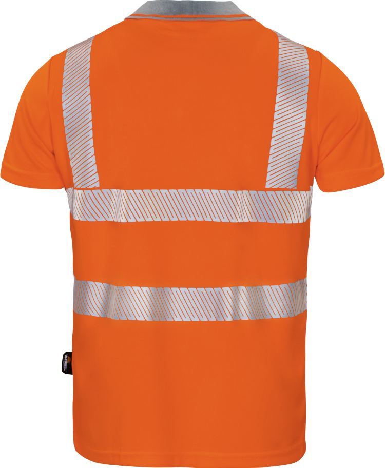 Vizwell Warnschutz Poloshirt Leuchtorange Rueckseite