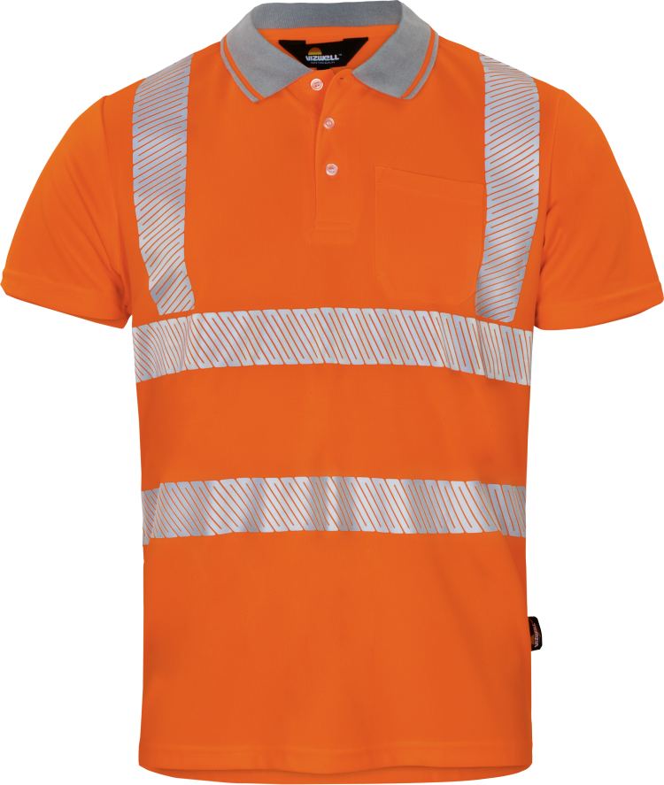 Vizwell Warnschutz Poloshirt Leuchtorange Vorderseite 1