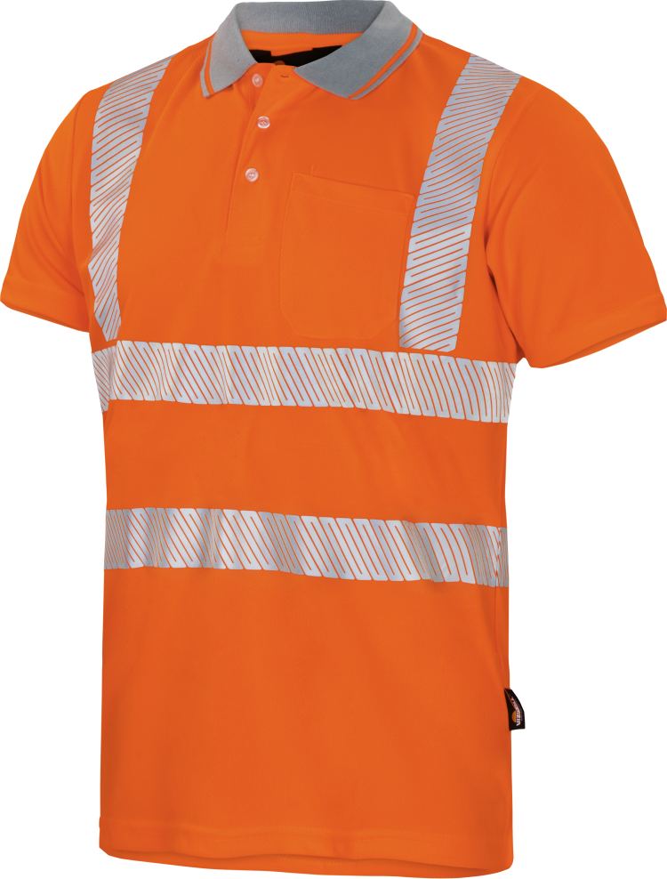 Vizwell Warnschutz Poloshirt Leuchtorange Vorderseite