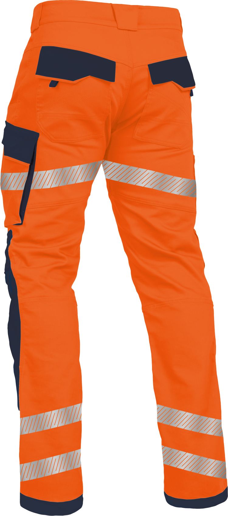 Vizwell Bundhose Flex HiVis Leuchtorange Marine Rueckseite