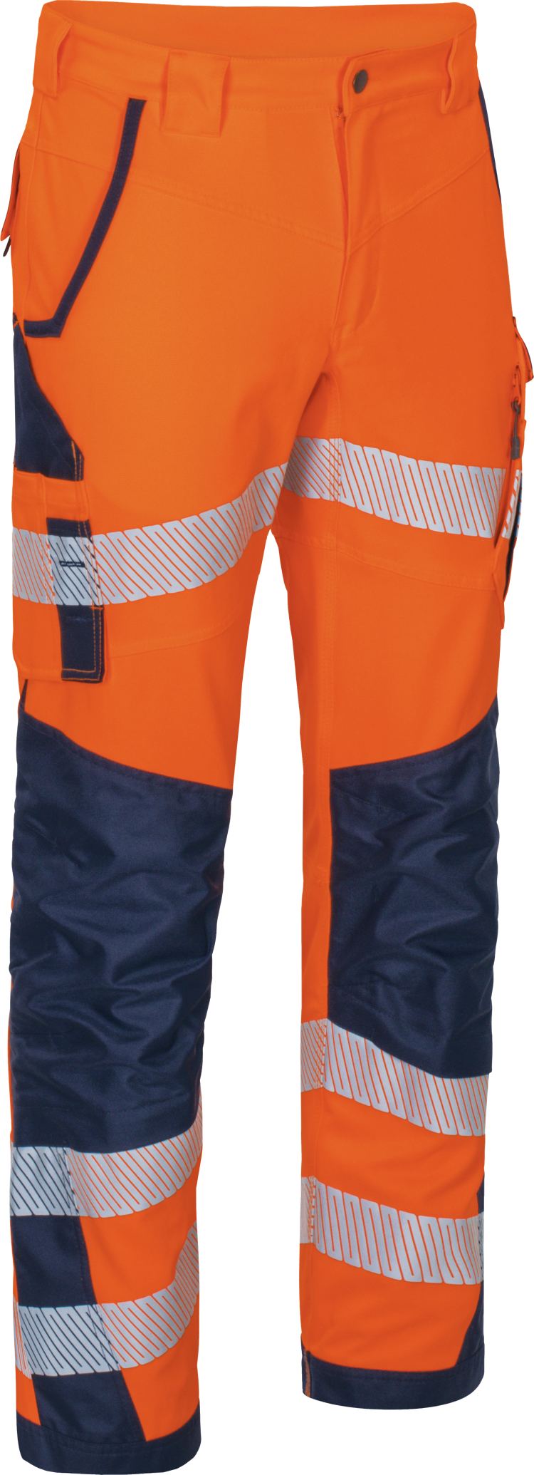 Vizwell Bundhose Flex HiVis Leuchtorange Marine Vorderseite 1