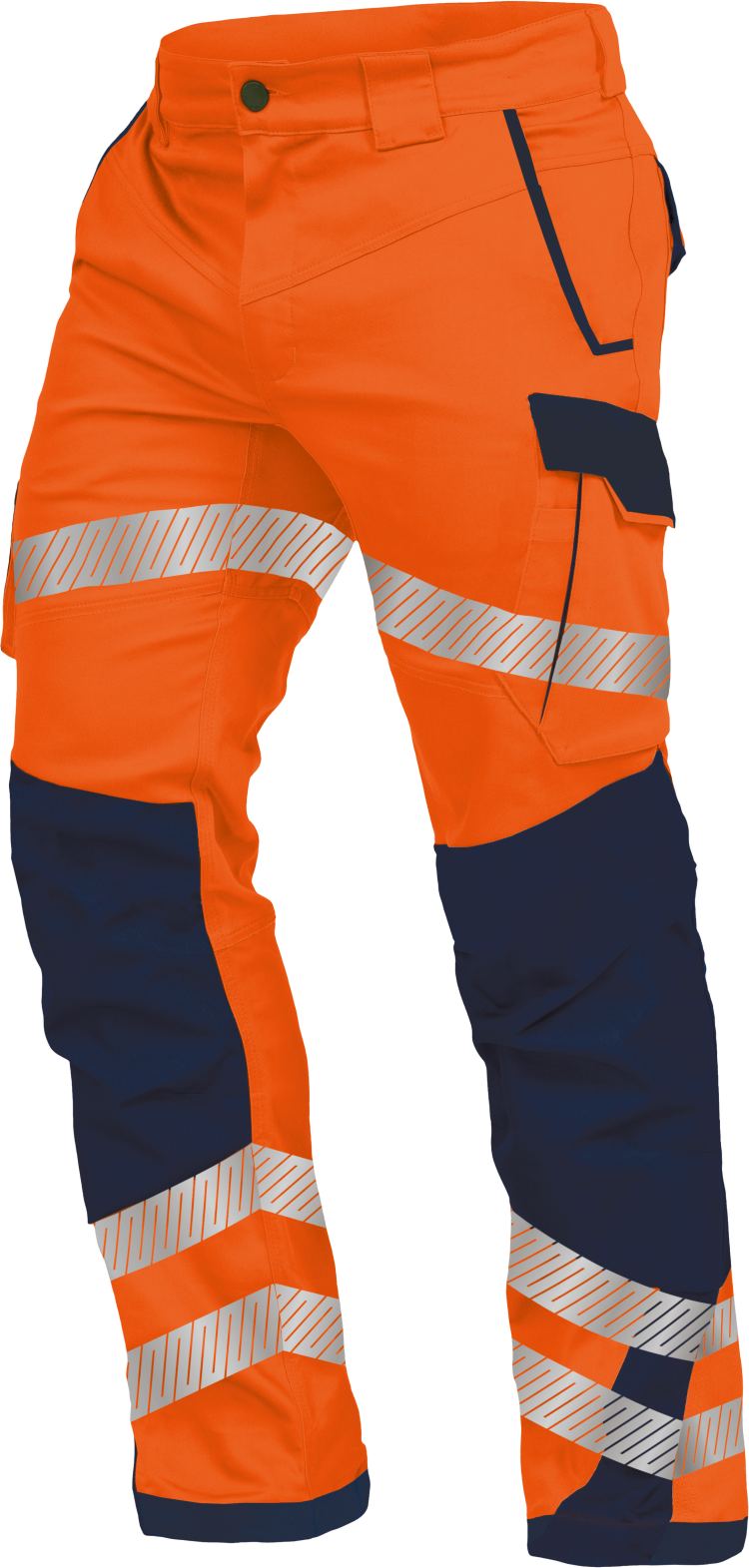 Vizwell Bundhose Flex HiVis Leuchtorange Marine Vorderseite