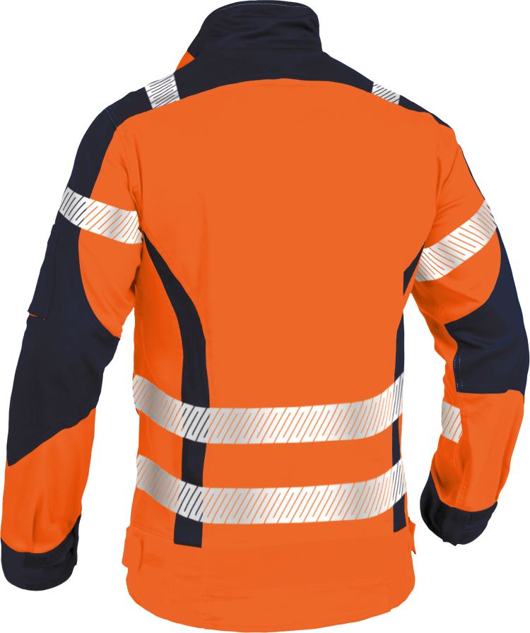 Vizwell Jacke Flex HiVis Leuchtorange Marine Rueckseite