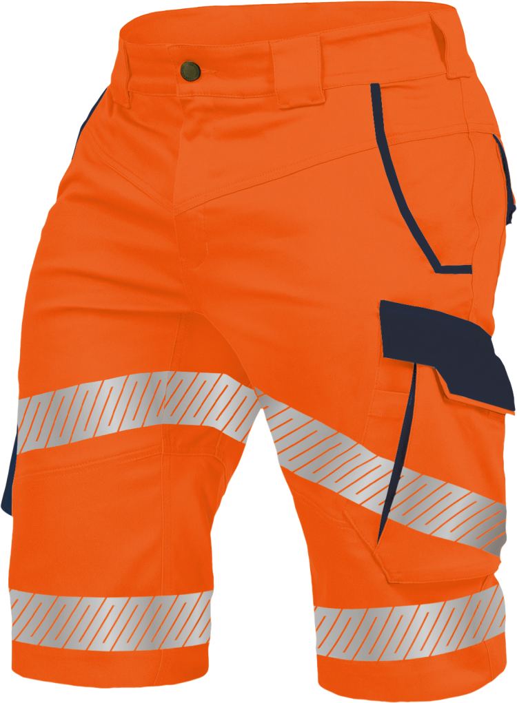 Vizwell Short Flex HiVis Leuchtorange Marine Vorderseite