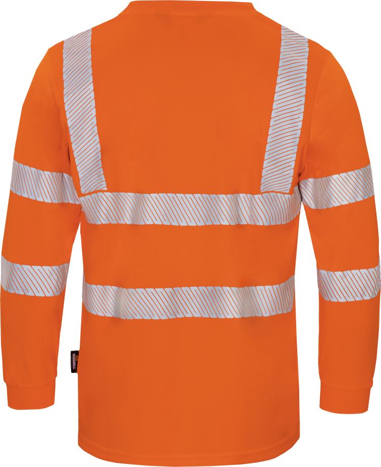 Vizwell Warnschutz Langarmshirt Leuchtorange Rueckseite