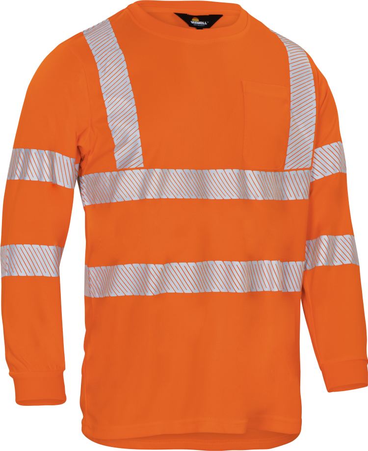 Vizwell Warnschutz Langarmshirt Leuchtorange Vorderseite 2