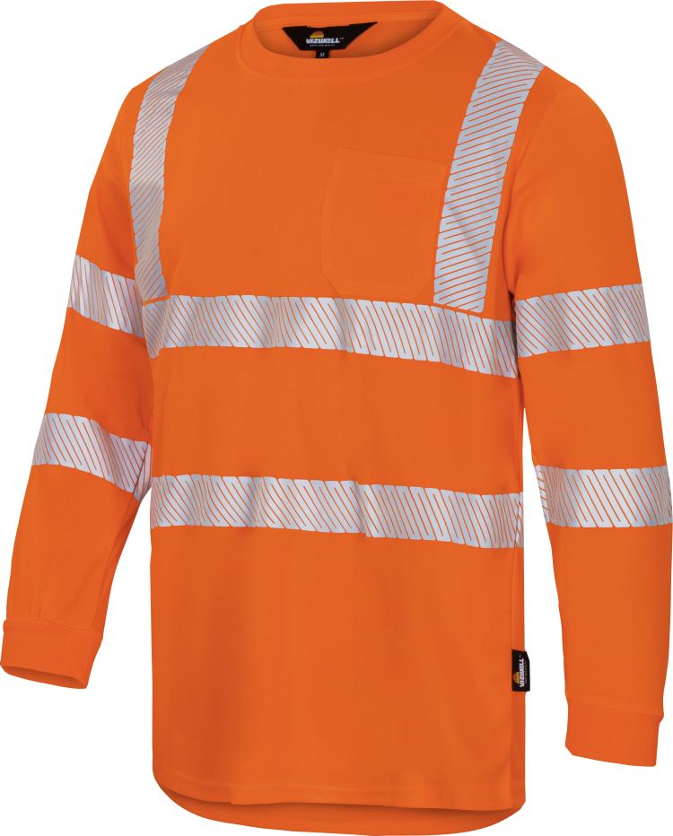 Vizwell Warnschutz Langarmshirt Leuchtorange Vorderseite