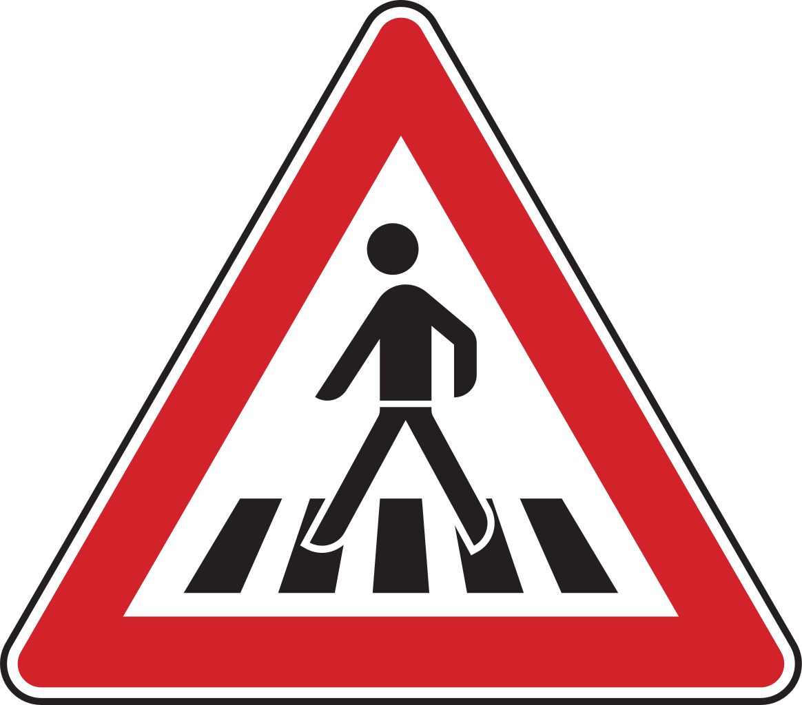 Verkehrsschild Fußgängerüberweg, Aufstellung re SL630 2mm RA1