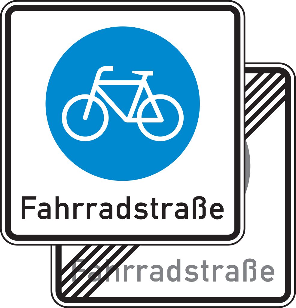 Verkehrsschild Fahrradstraße doppelseitig 600x600 2mm RA1