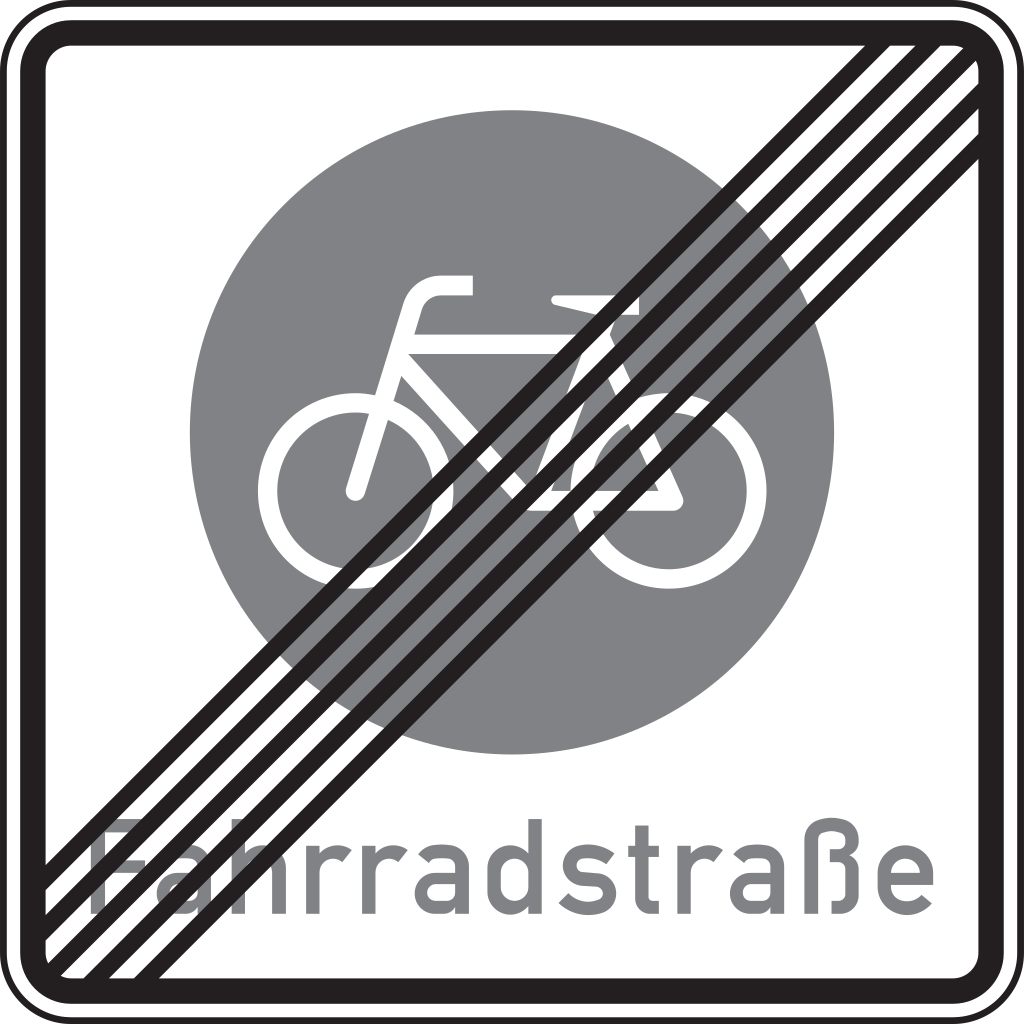 Verkehrsschild Ende einer Fahrradstraße 600x600 2mm RA1