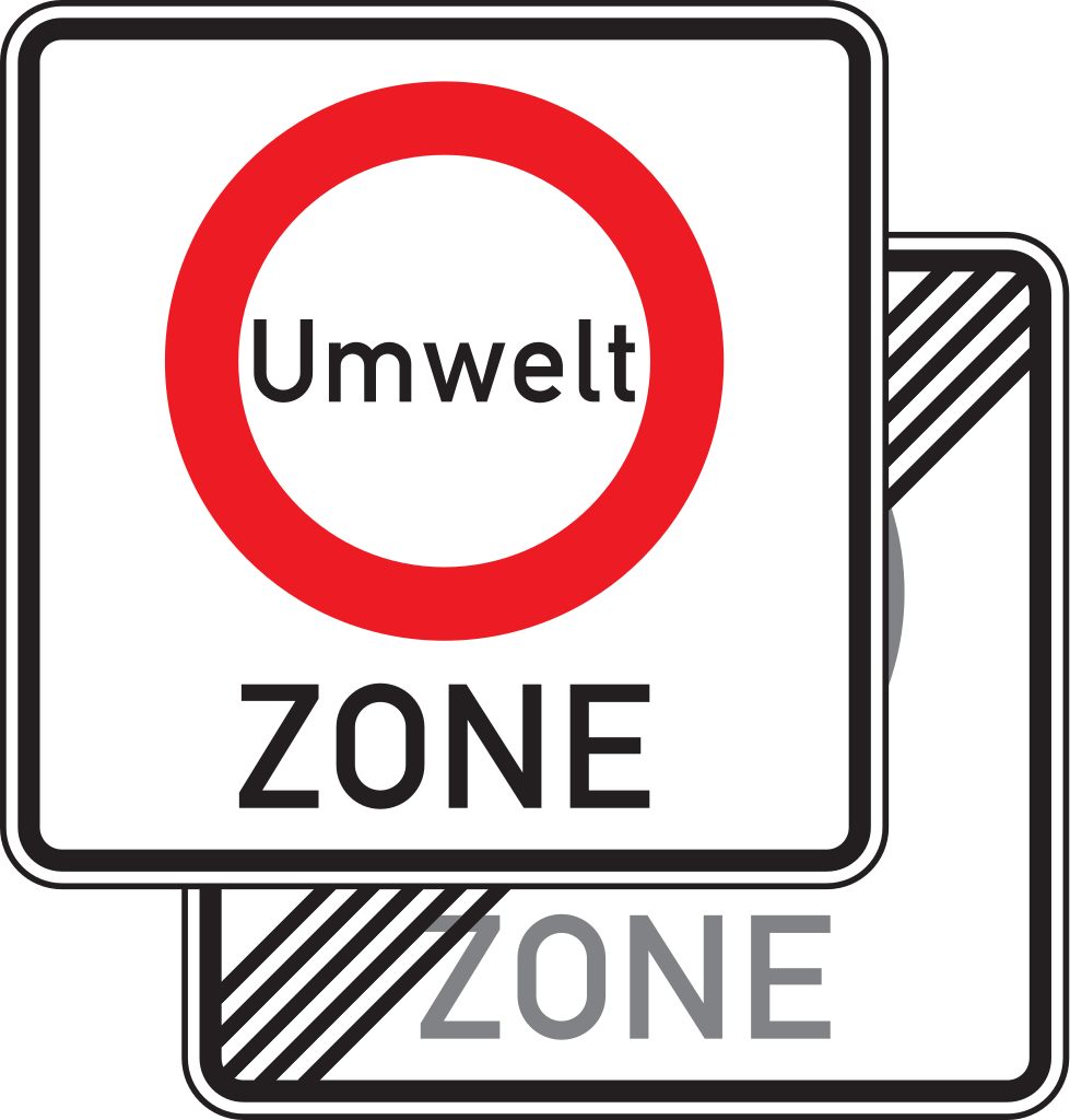 Verkehrsschild Umweltzone doppelseitig 840x840 2mm RA1