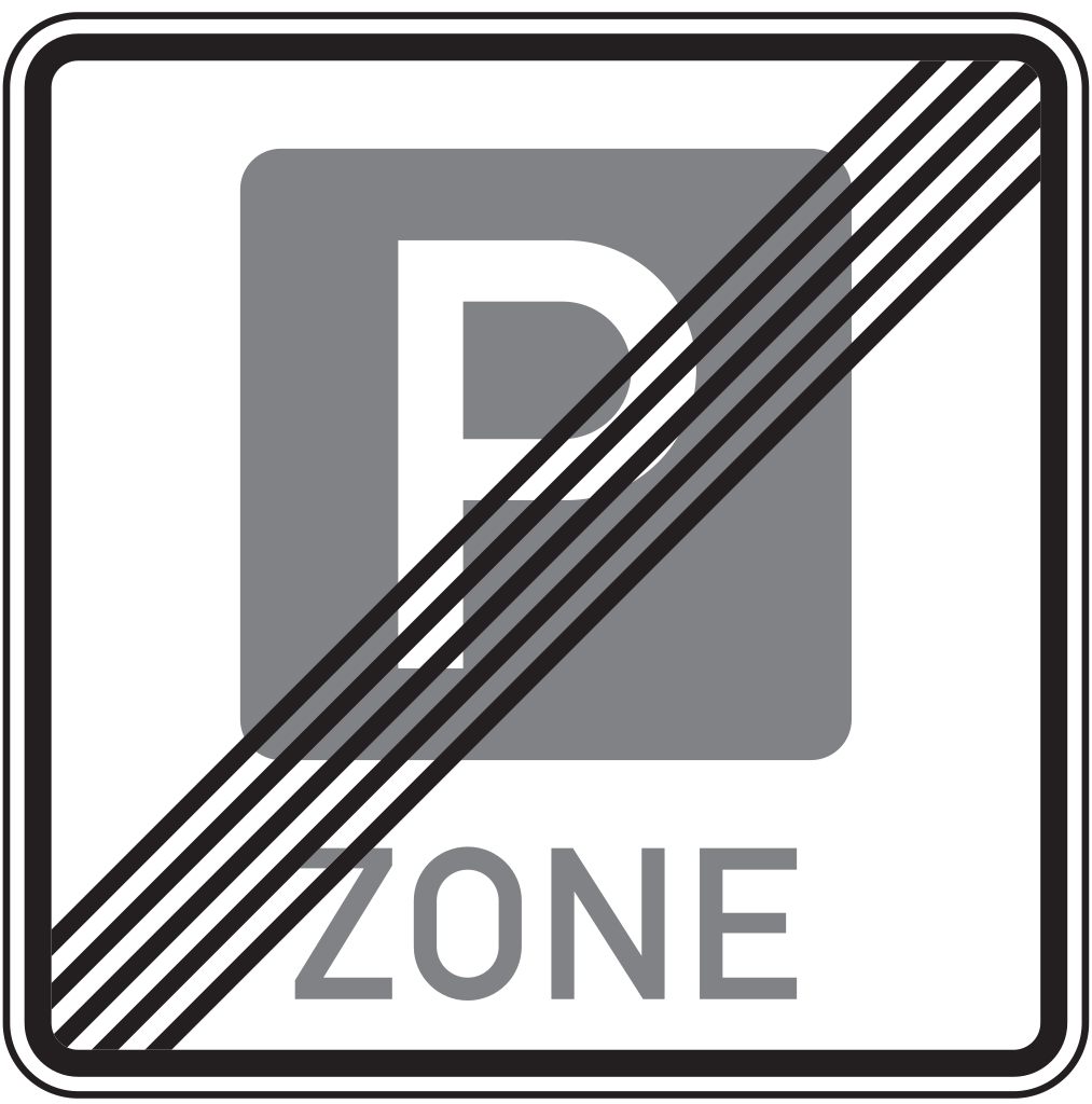 Verkehrsschild Ende Parkraumbew.-zone 840x840 2mm RA1