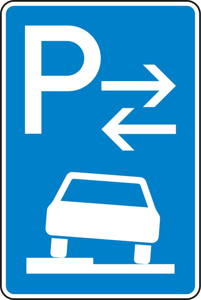 Verkehrsschild Parken auf Gehwegen Mitte 630x420 2mm RA1