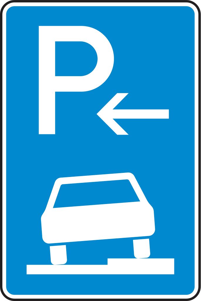 Verkehrsschild Parken auf Gehwegen Anfang 630x420 2mm RA1