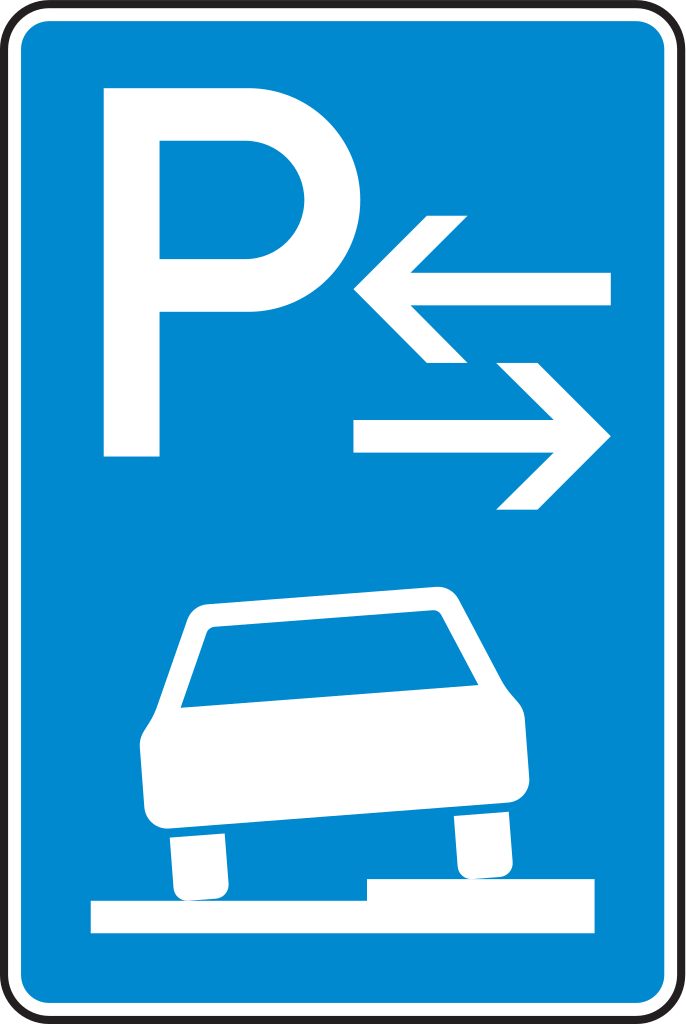 VZ 315-58 Parken auf Gehwegen halb in Fahrtrichtung rechts Mitte