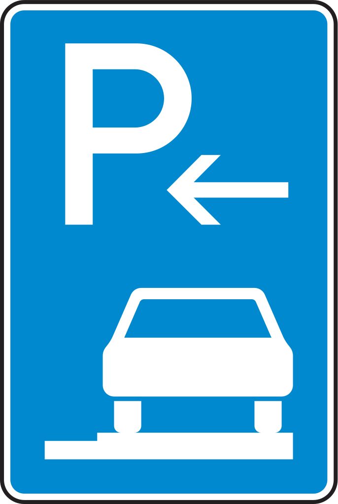 Verkehrsschild Parken auf Gehwegen Anfang 630x420 2mm RA1