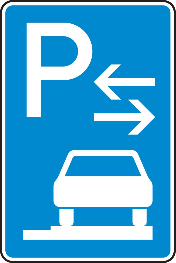 Verkehrsschild Parken auf Gehwegen Mitte 630x420 2mm RA1