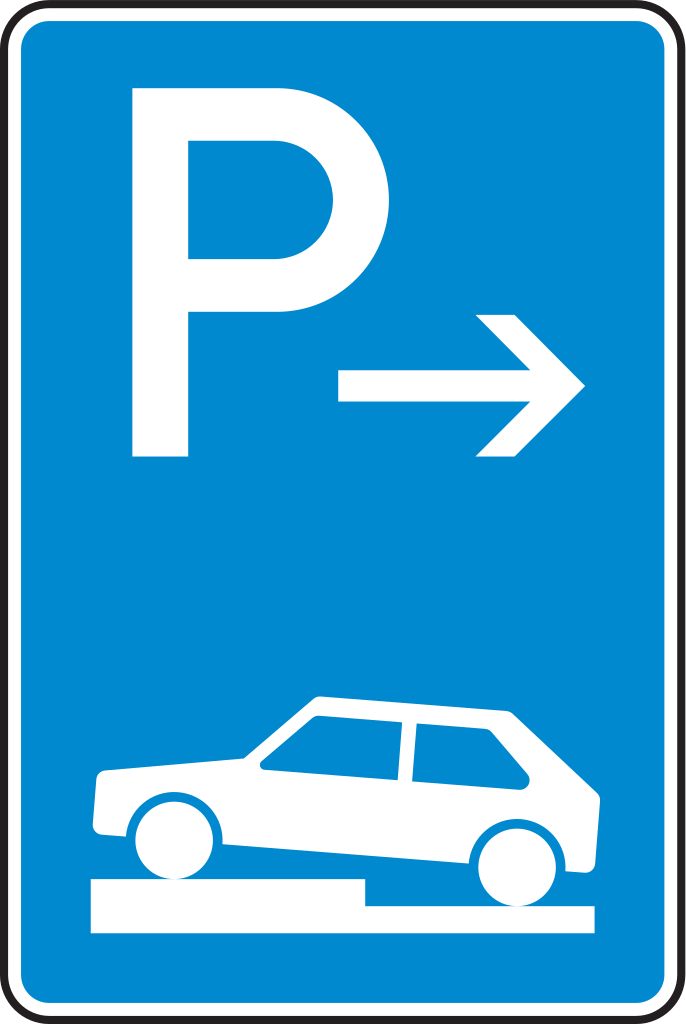 VZ 315-71 Parken auf Gehwegen halb quer zur Fahrtrichtung links Anfang