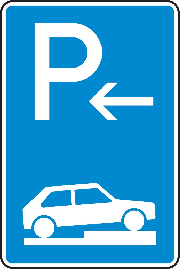 Verkehrsschild Parken auf Gehwegen Anfang 300x200 2mm RA1