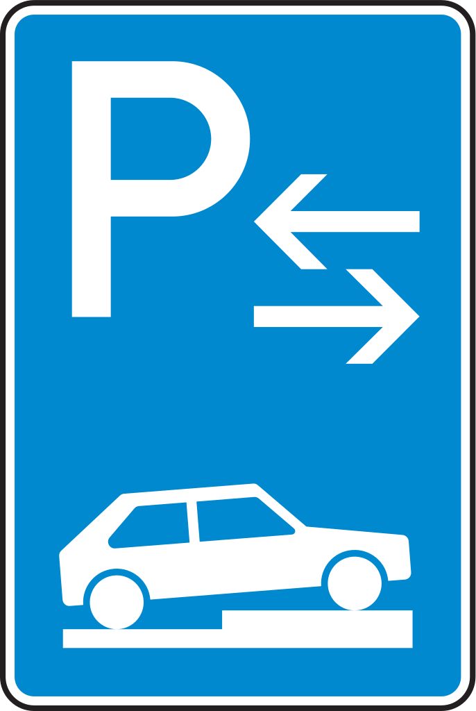 Verkehrsschild Parken auf Gehwegen Mitte 300x200 2mm RA1