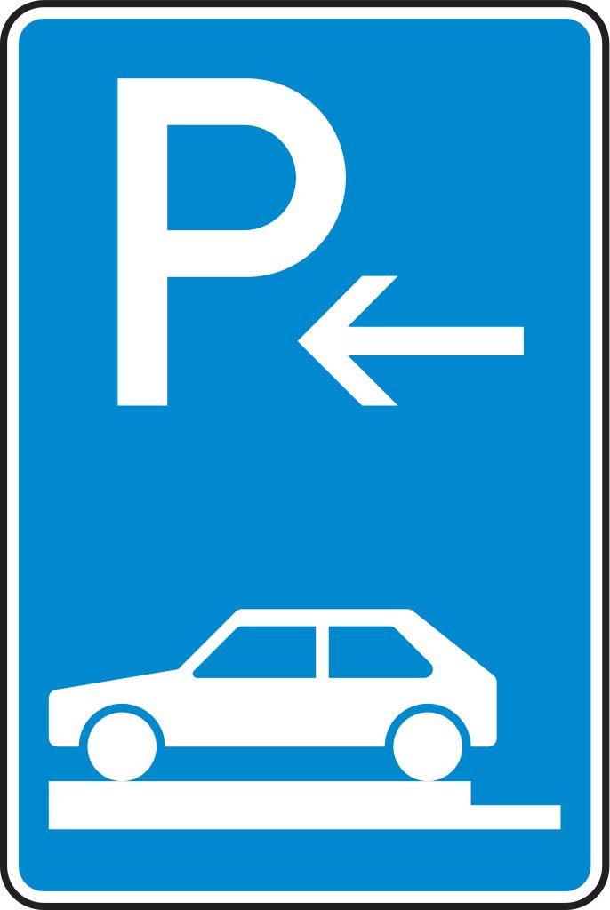 VZ 315-82 Parken auf Gehwegen ganz quer zur Fahrtrichtung links Ende