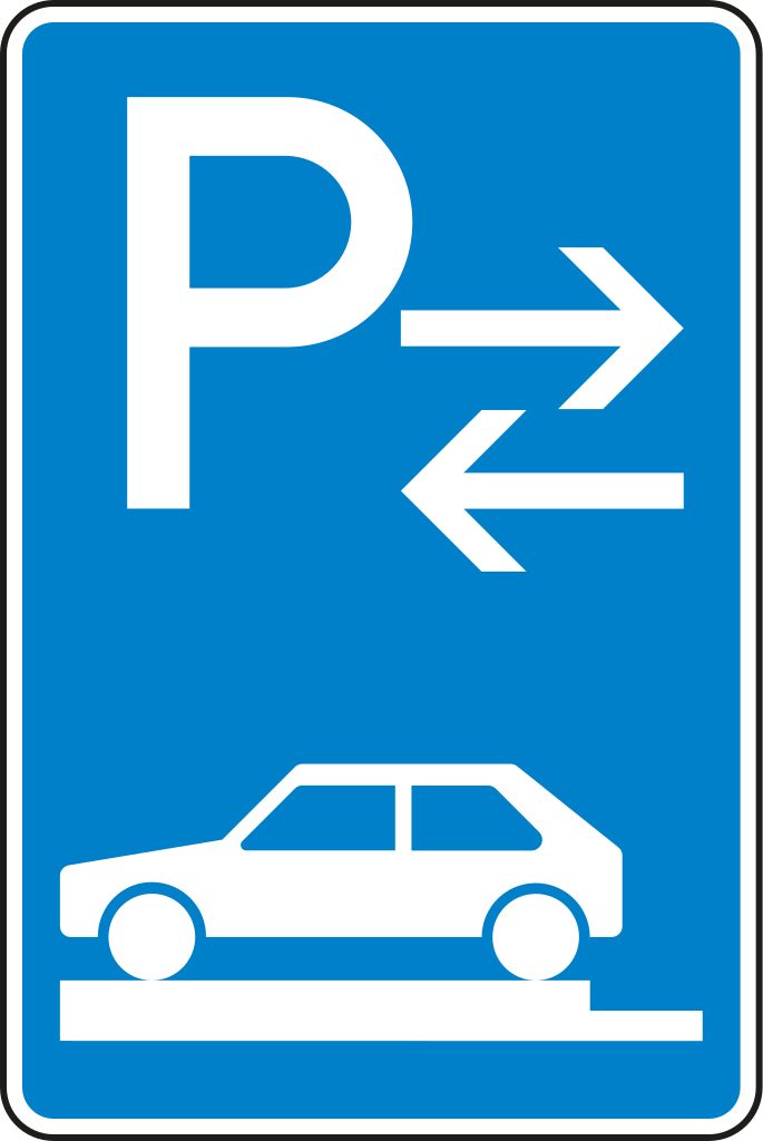 VZ 315-83 Parken auf Gehwegen ganz quer zur Fahrtrichtung links Mitte