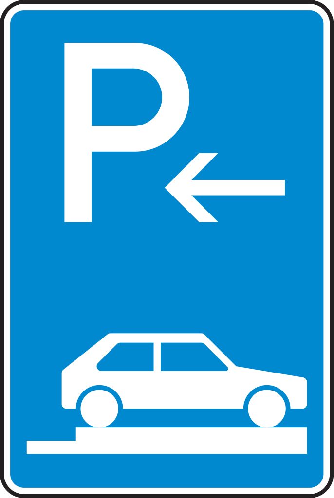 Verkehrsschild Parken auf Gehwegen Anfang 630x420 2mm RA1