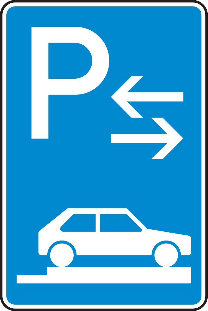 Verkehrsschild Parken auf Gehwegen Mitte 300x200 2mm RA1