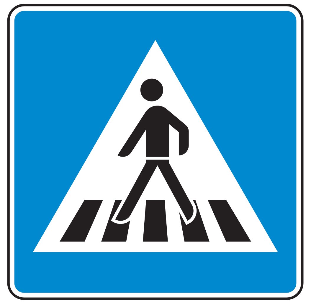 Verkehrsschild Fußgängerüberweg Aufst. rechts 750x750 2mm RA1