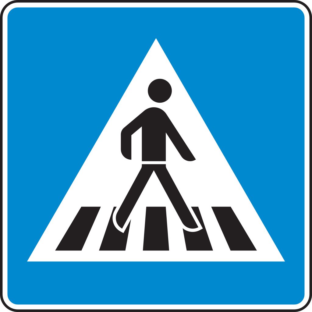 Verkehrsschild Fußgängerüberweg Aufst. links 750x750 2mm RA1