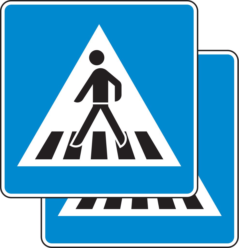 Verkehrsschild Fußgängerüberweg doppelseitig 750x750 2mm RA1