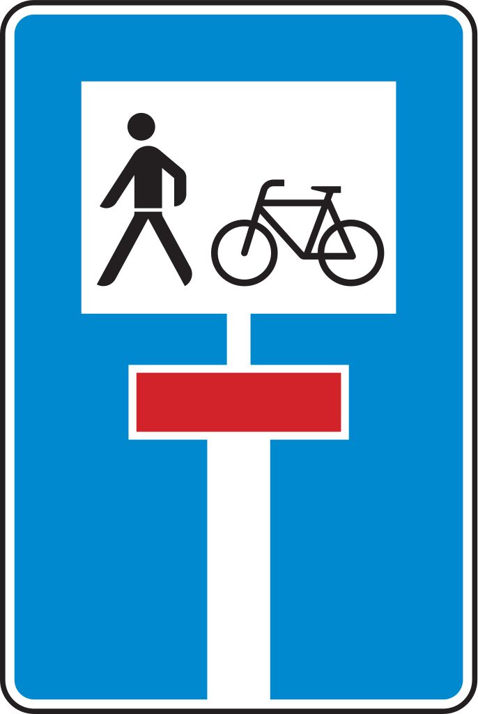 Verkehrsschild Für Radv. + Fußg. durchl. Sackg. 630x420 2mm RA1